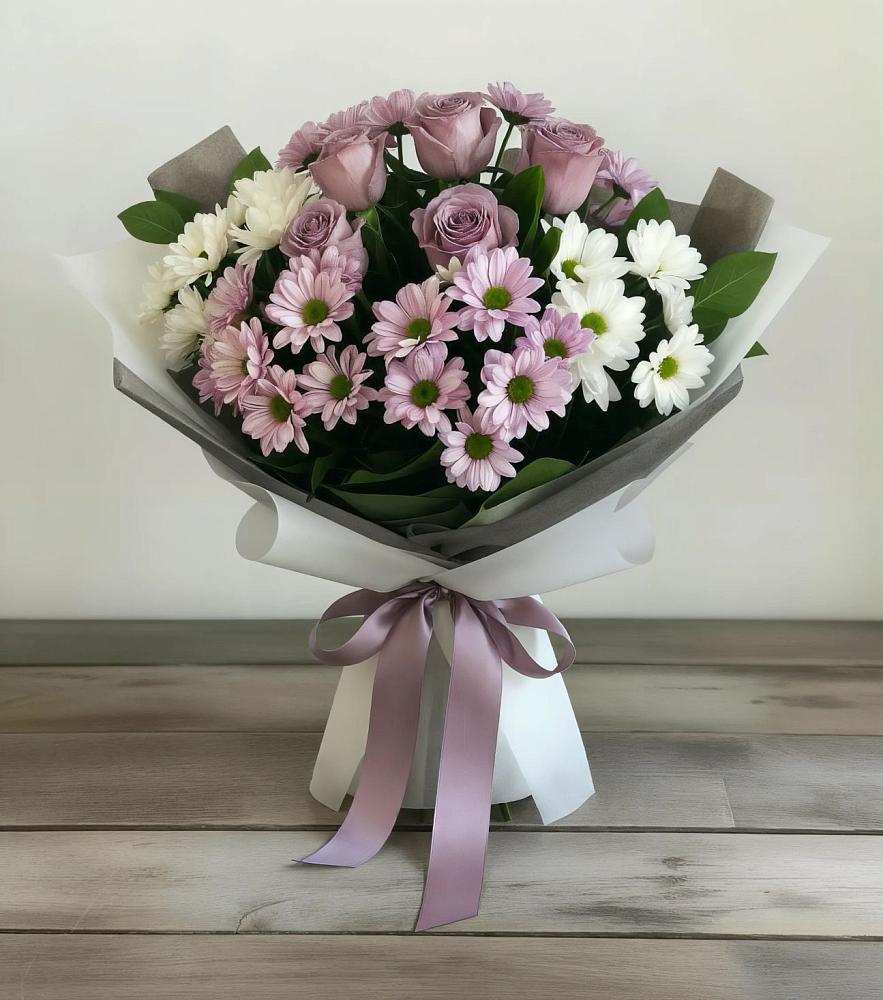 Букет цветов из: Хризантемы и Розы в Дзержинске