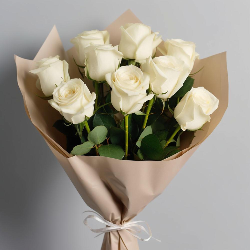 Букет 9 Белых роз Эдлесс Лав в Дзержинске