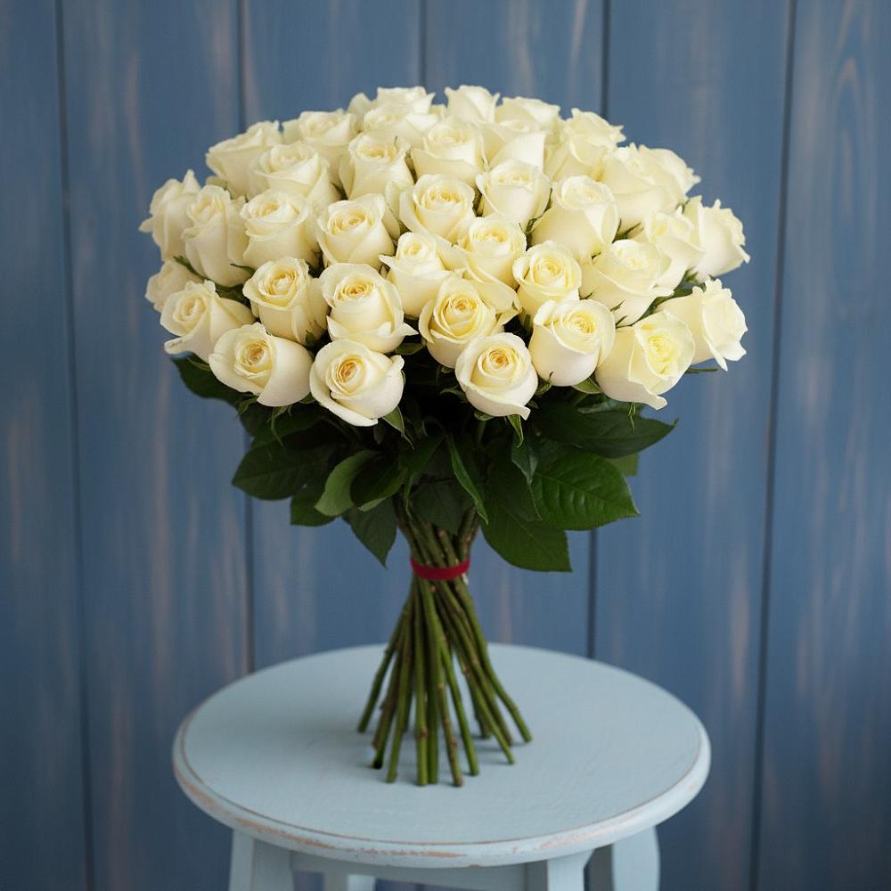Букет 51 Белая роза Эдлесс Лав в Дзержинске