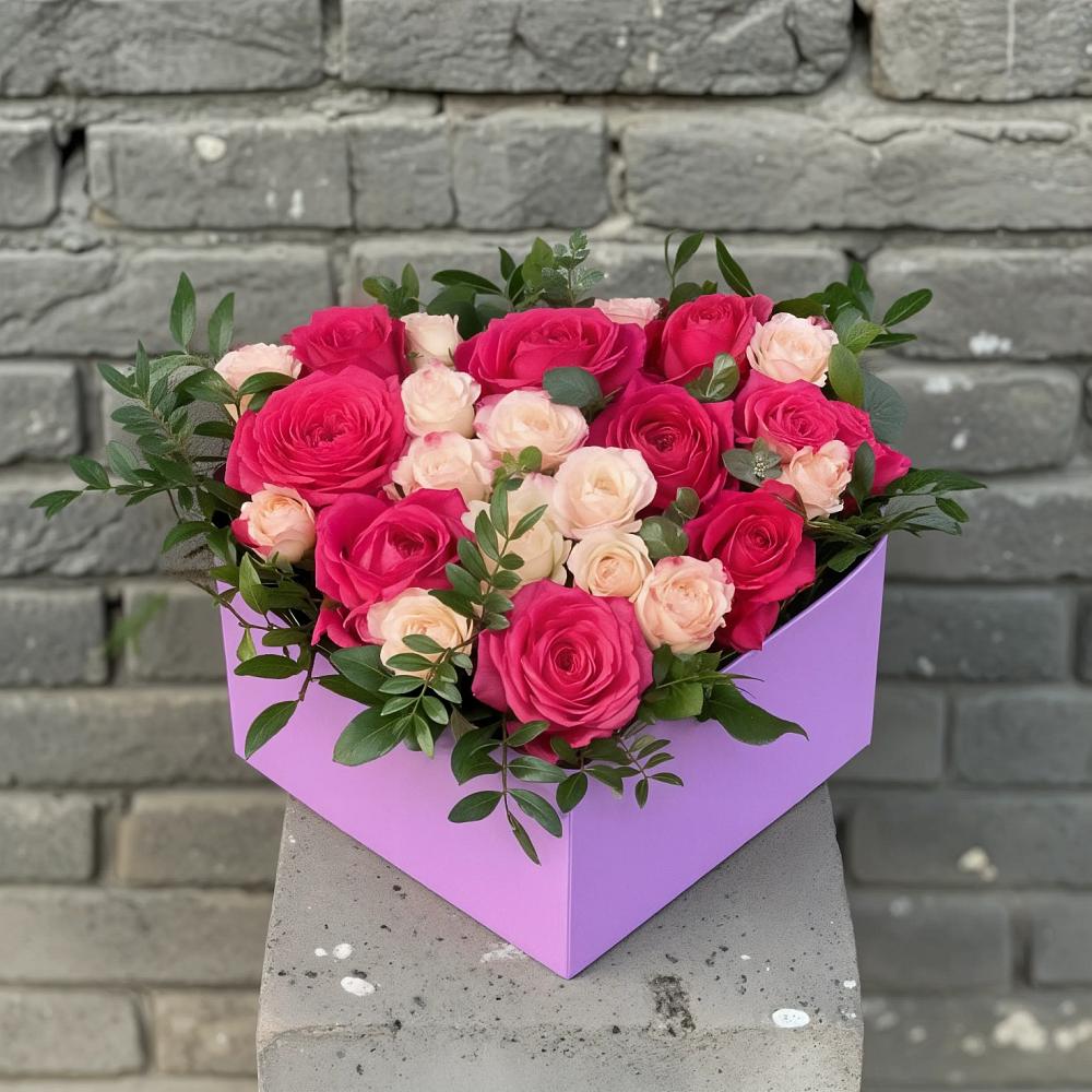 Цветочная композиция из Розы в коробке в Дзержинске