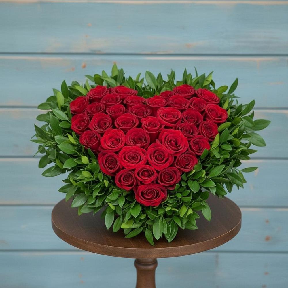 Цветочная композиция из Розы в виде сердца в Дзержинске