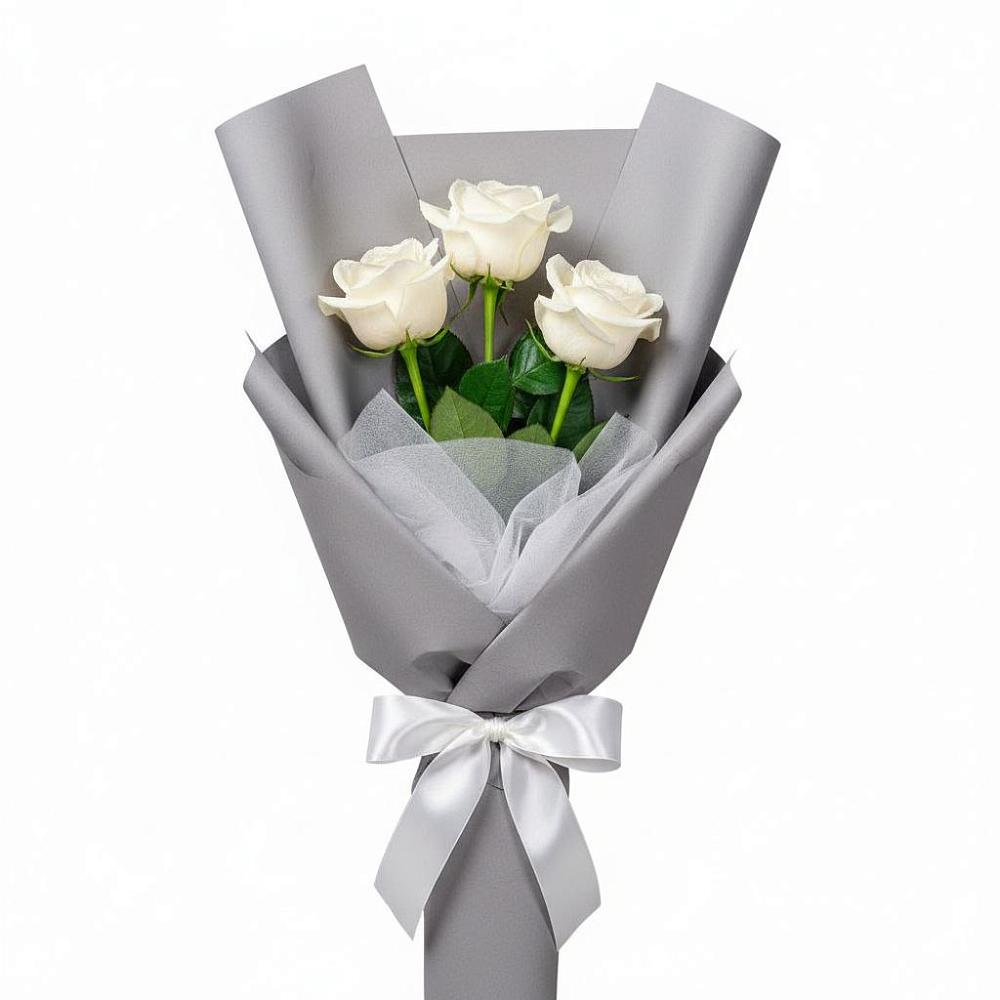 Букет 3 белые розы в Дзержинске