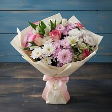 Букет цветов из:  Хризантемы, Альстромерии и Розы #REPLACE_PRED# Дзержинске