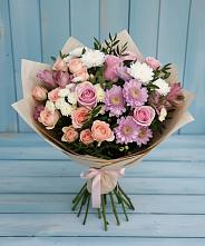 Букет цветов из:  Хризантемы, Розы и Альстромерии в Дзержинске