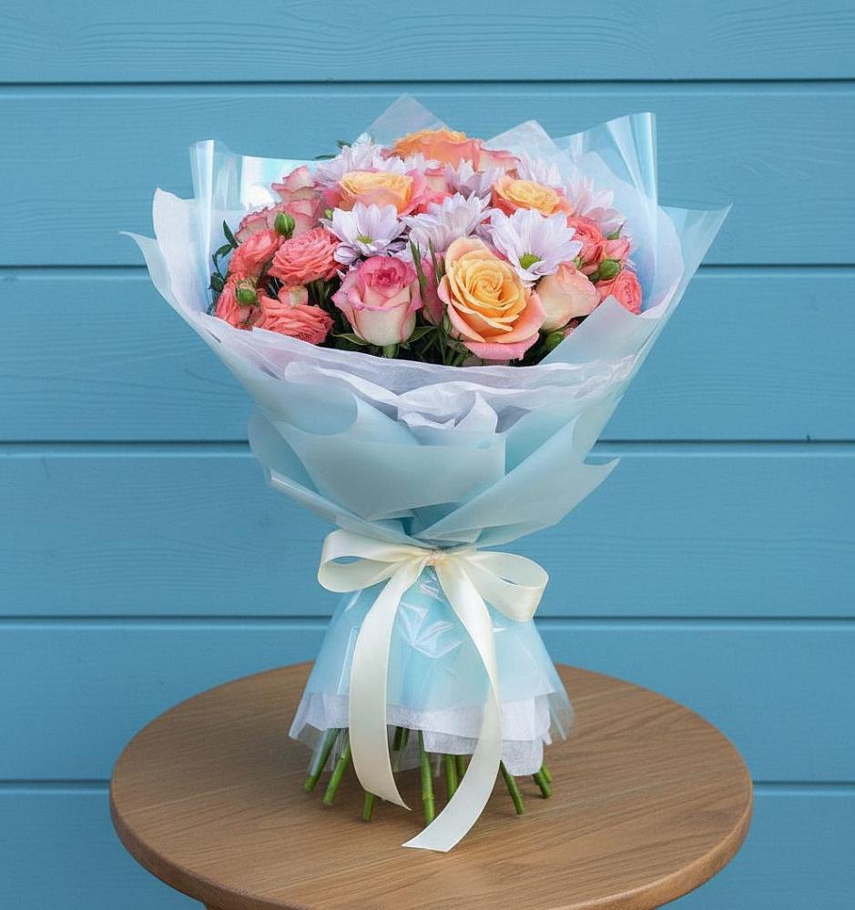 Букет цветов из: Хризантемы и Розы в Дзержинске