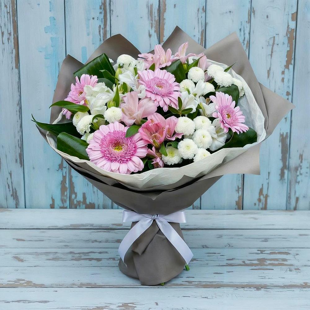Букет цветов из: Герберы, Альстромерии и Хризантемы в Дзержинске